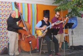 Zavan Trio playing an outdoor show