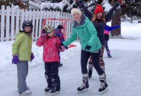 Skating on the ice rink