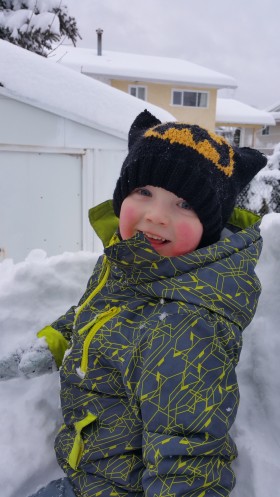 Tim's son playing in the snow