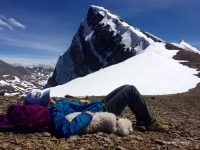 Woman lying down after a hike
