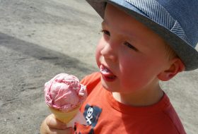 Eating ice cream in Barkerville