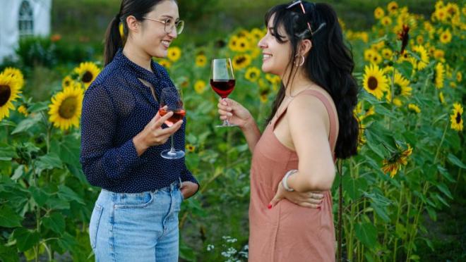 ladies drinking wine