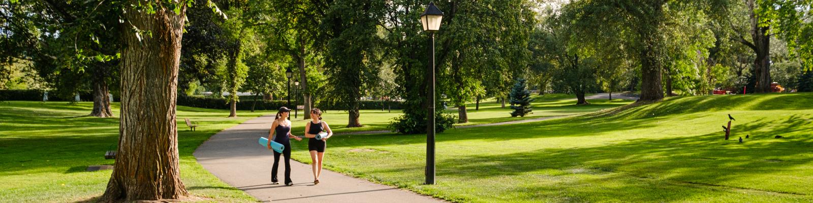 Women walking in park