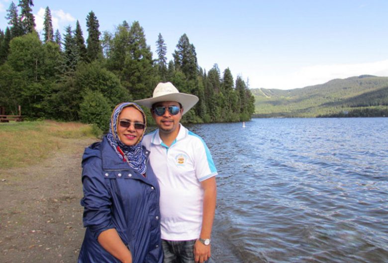Shumaiya and her husband at the lake