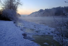 Snowy banks of the Nechako River