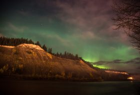 The Northern Lights behind the cutbanks
