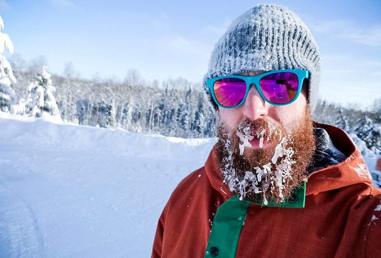 man with frozen beard