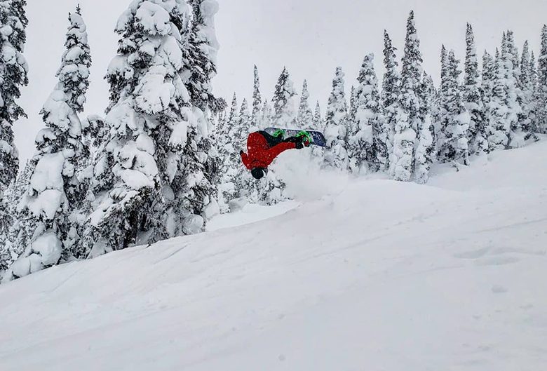 snowboarder flipping