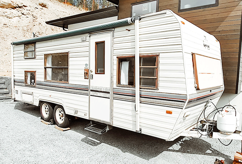 Camping trailer.