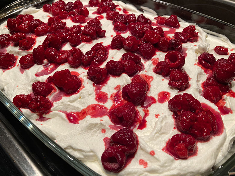 foraged raspberry dessert